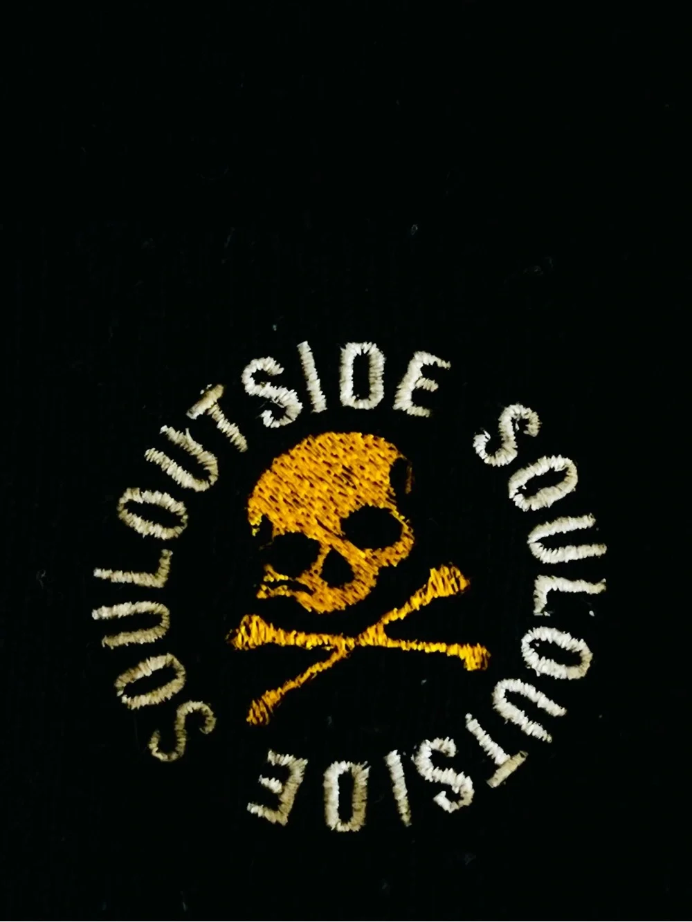 soulcycle Black Beanie with Yellow Skull Logo for men / women